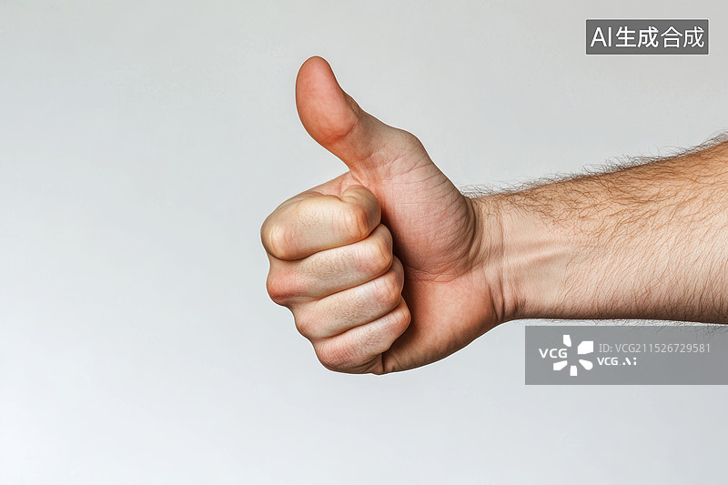 【AI数字艺术】一个人，伸出的大拇指点赞的表情，背景是白色的。图片素材