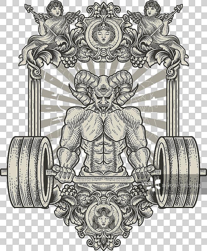 健身房里的魔鬼身材健美运动员图片素材