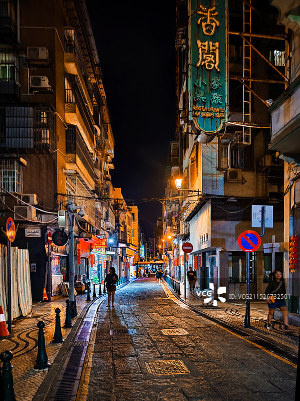 澳门街头夜景图片素材
