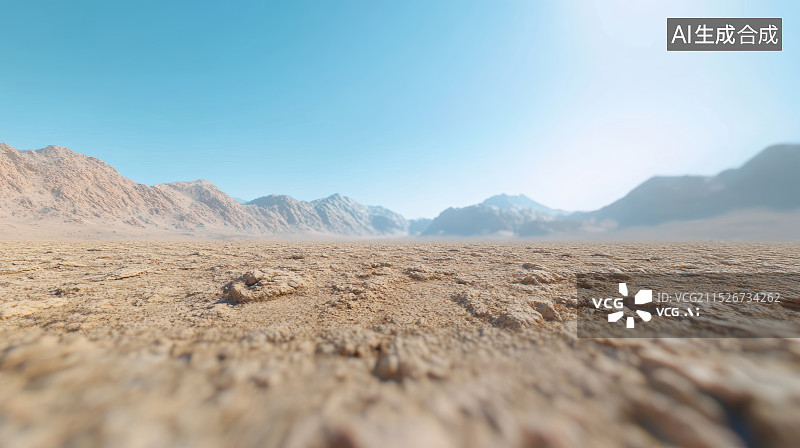 【AI数字艺术】蓝天映衬下的高原荒漠风光图片素材