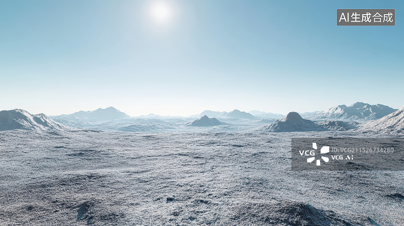【AI数字艺术】蓝天映衬下的高原荒漠风光图片素材