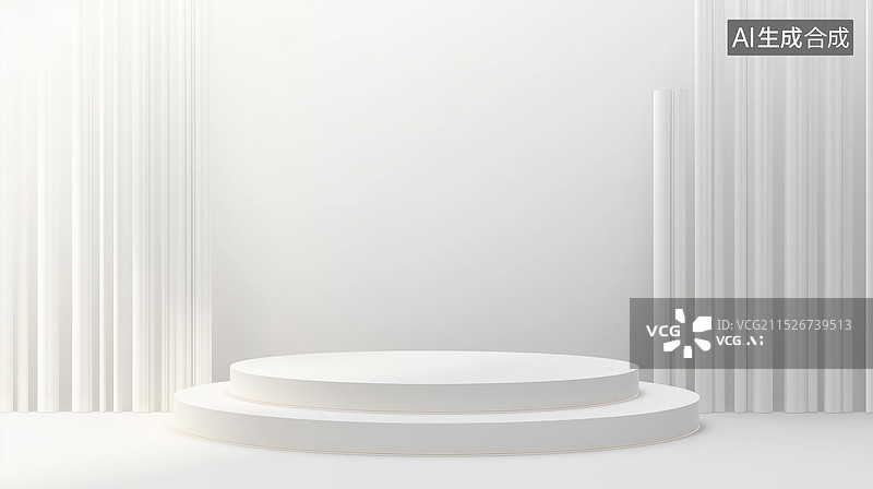 【AI数字艺术】白色现代风格室内展台场景图片素材