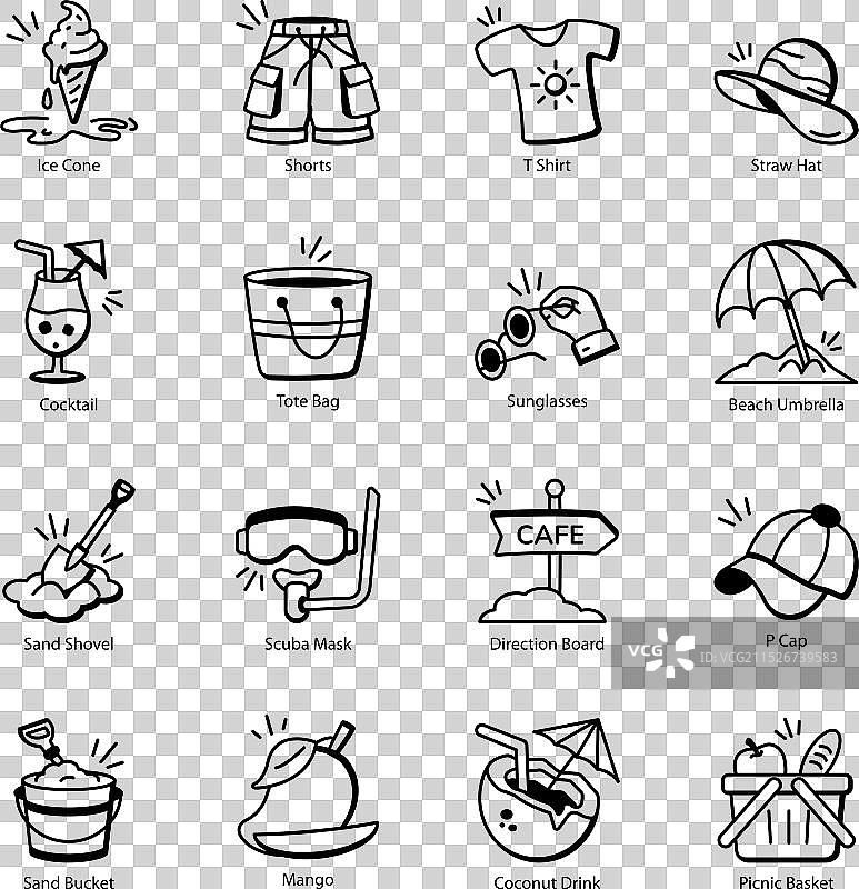 夏季涂鸦图标合集图片素材