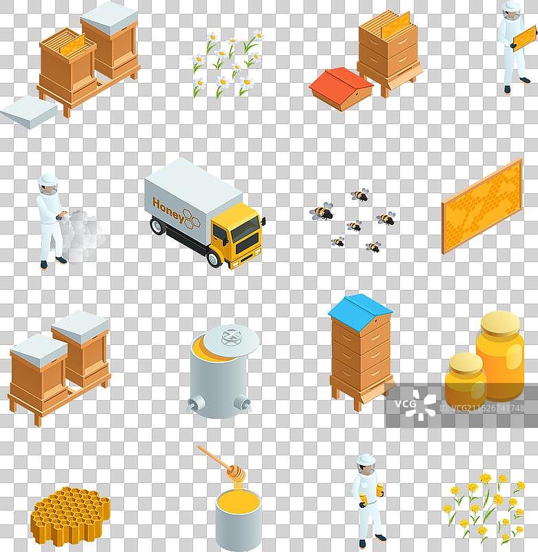 养蜂场2.5D图标集图片素材