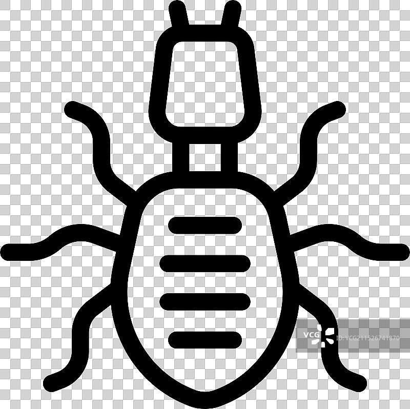 白蚁昆虫的黑白线条艺术图标图片素材