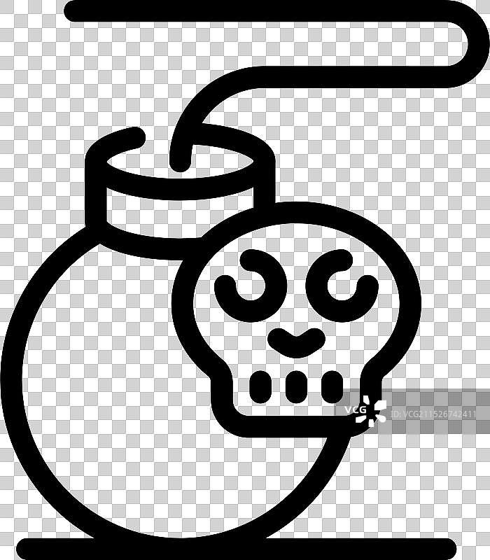 带燃烧引线和骷髅图标的圆形炸弹图片素材