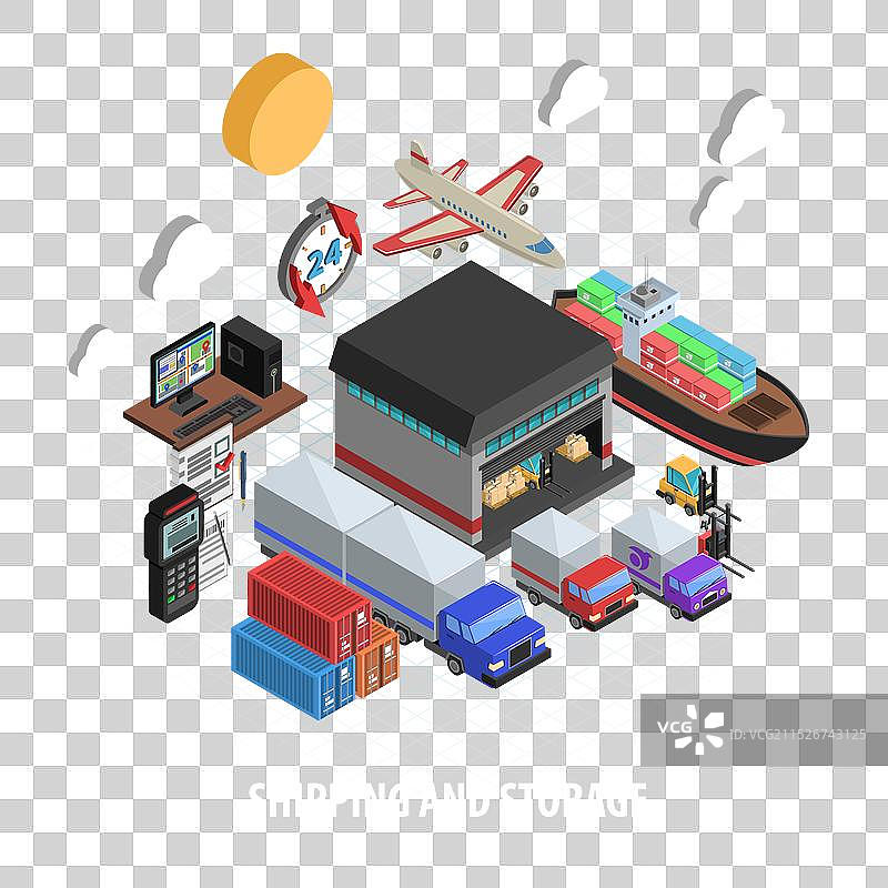 2.5D运输和仓储概念图片素材