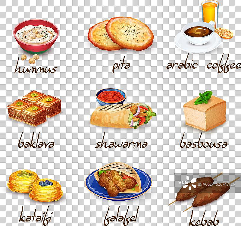 阿拉伯食物图标集图片素材