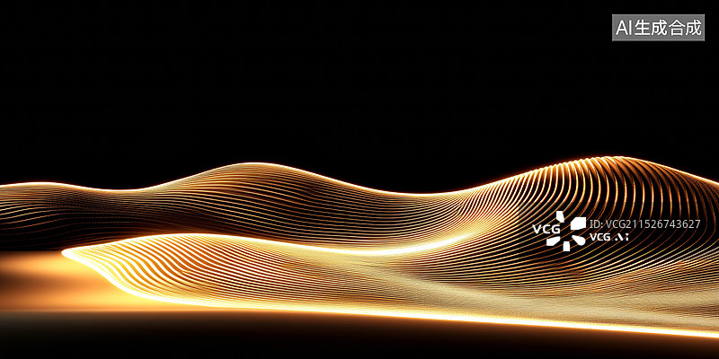 【AI数字艺术】3D高级感金色红色质感发光山脉抽象闪亮沙漠粒子线条一带一路金融商务时尚科技发布会黑底留白背景图片素材
