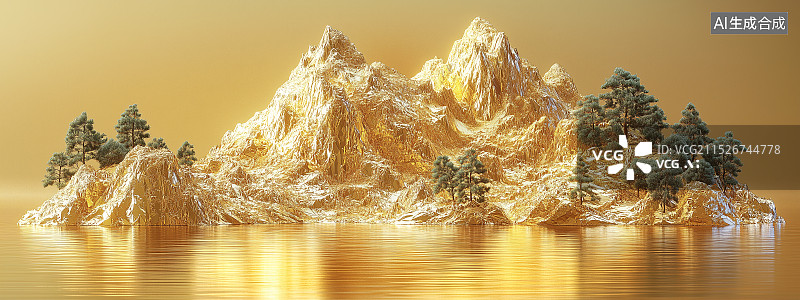 【AI数字艺术】金色山脉抽象背景图片素材