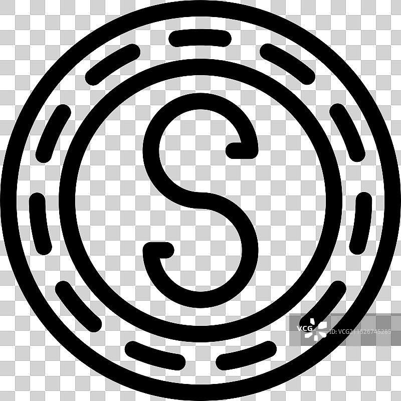 显示美元的黑白硬币图标图片素材