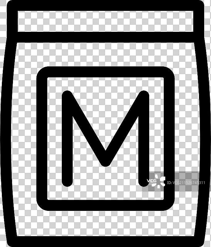 食品袋图标上的大写字母M图片素材