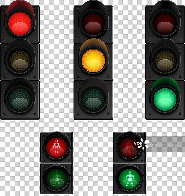 逼真的交通灯象形图集图片素材