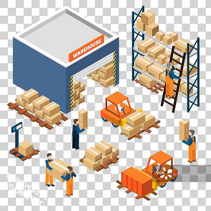 仓库2.5D图标概念图片素材