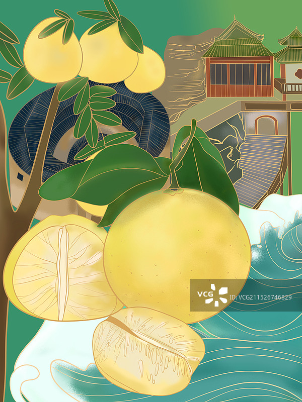 水果国潮插画图片素材