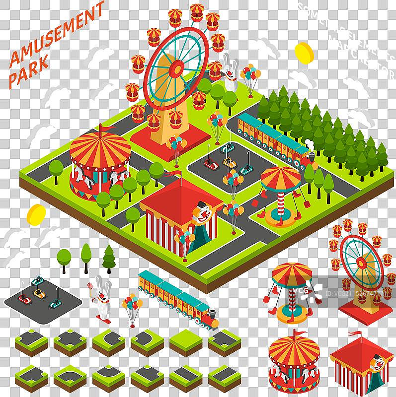 游乐园2.5D地图元素图片素材