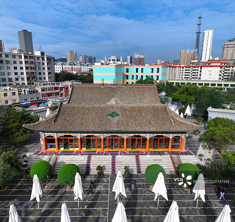 青海省西宁市东关清真大寺航拍图片素材