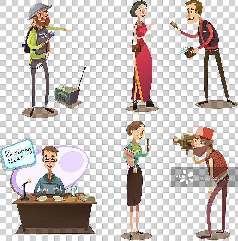 记者复古卡通集图片素材