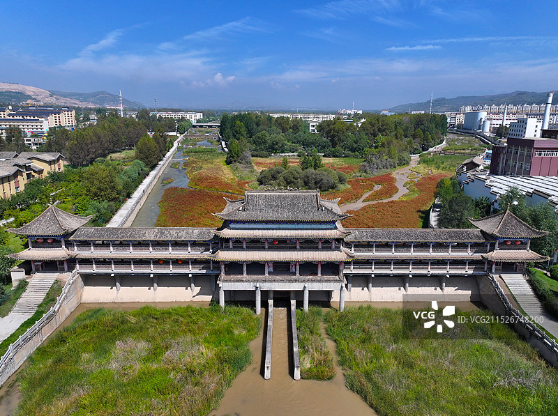 青海省海东市互助县土族故土园天佑德中国青稞酒之源航拍图片素材