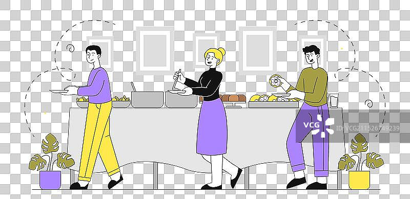 餐饮服务概念：男女提供食物图片素材