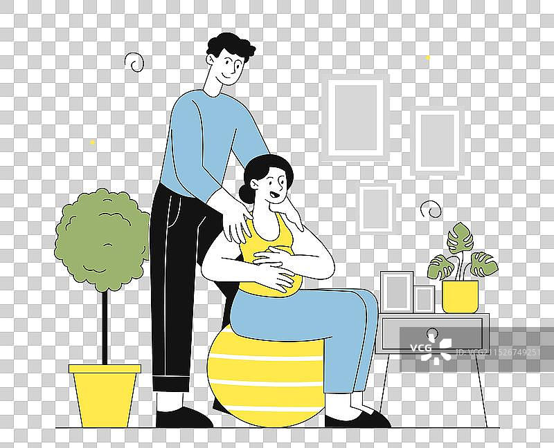 孕期准备概念：男人帮助孕妇图片素材
