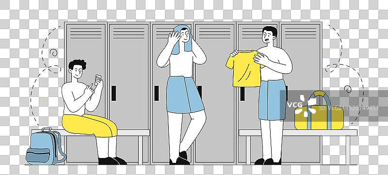 更衣室里换衣服的年轻男人图片素材