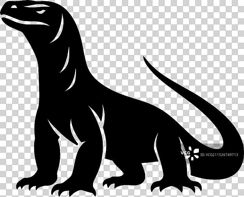 科莫多巨蜥白色剪影图片素材