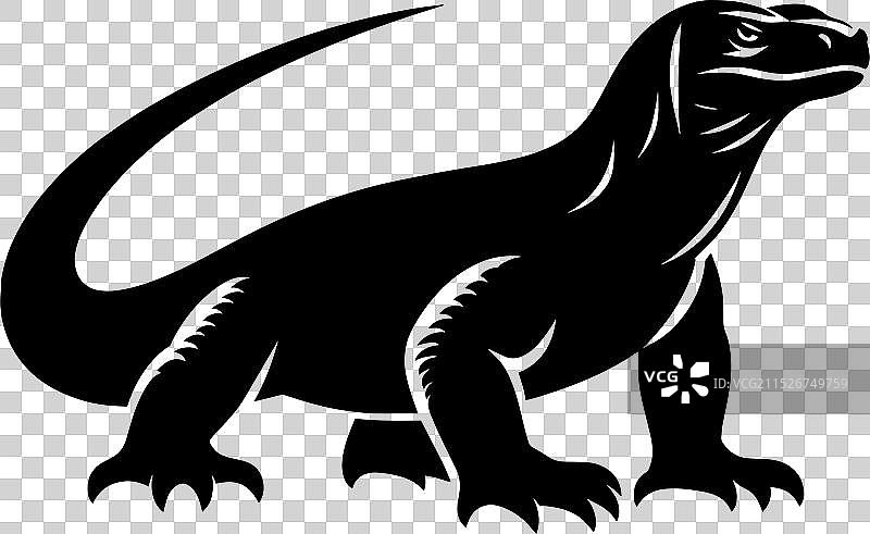 科莫多巨蜥白色剪影图片素材