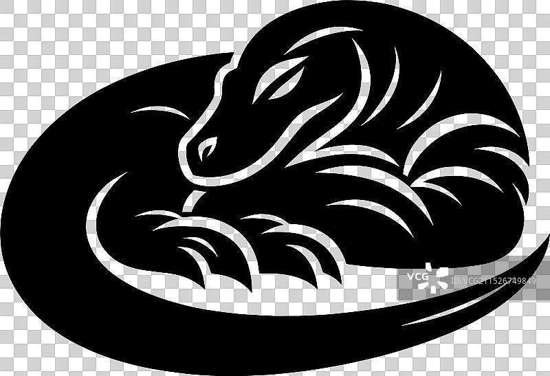 科莫多巨蜥白色剪影图片素材