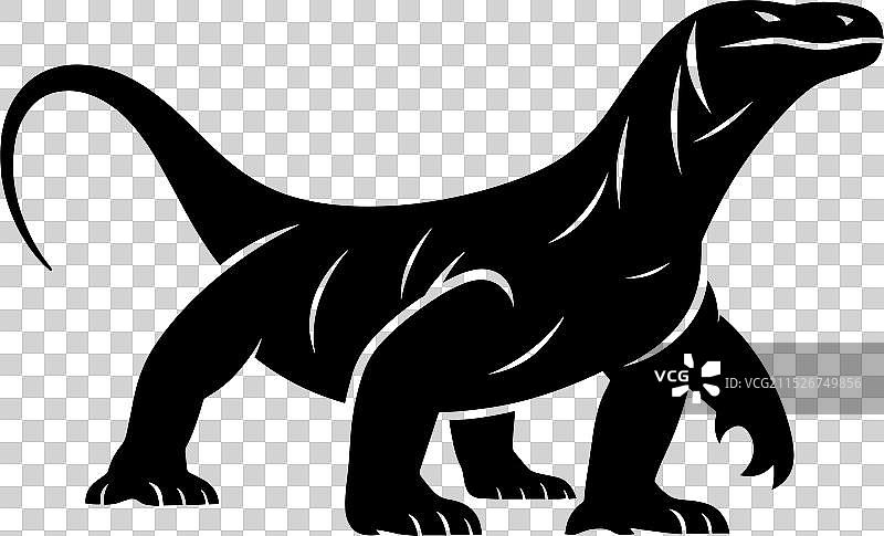 科莫多巨蜥白色剪影图片素材