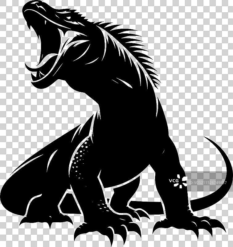 科莫多巨蜥白色剪影图片素材