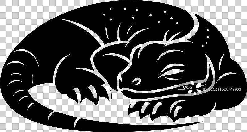 科莫多巨蜥白色剪影图片素材