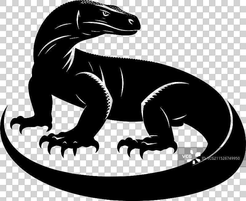 科莫多巨蜥白色剪影图片素材