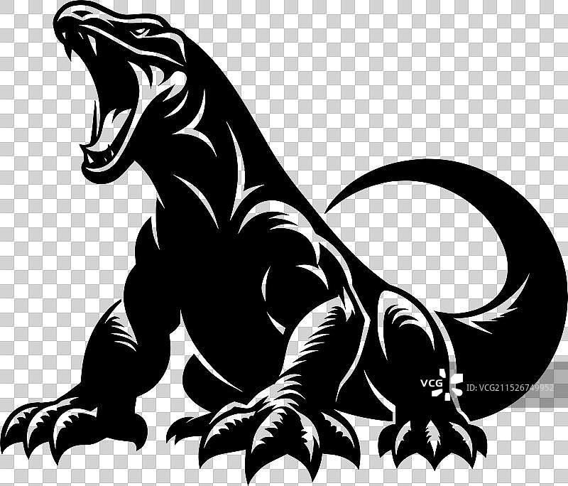 科莫多巨蜥白色剪影图片素材