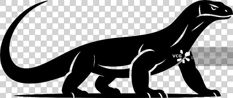 科莫多巨蜥白色剪影图片素材