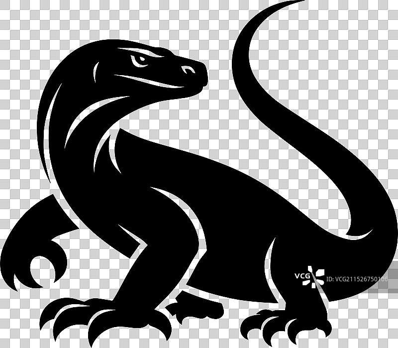 科莫多巨蜥白色剪影图片素材