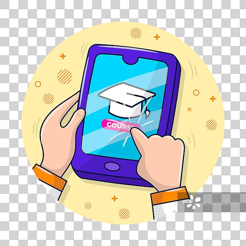 用智能手机进行在线学习教育图片素材