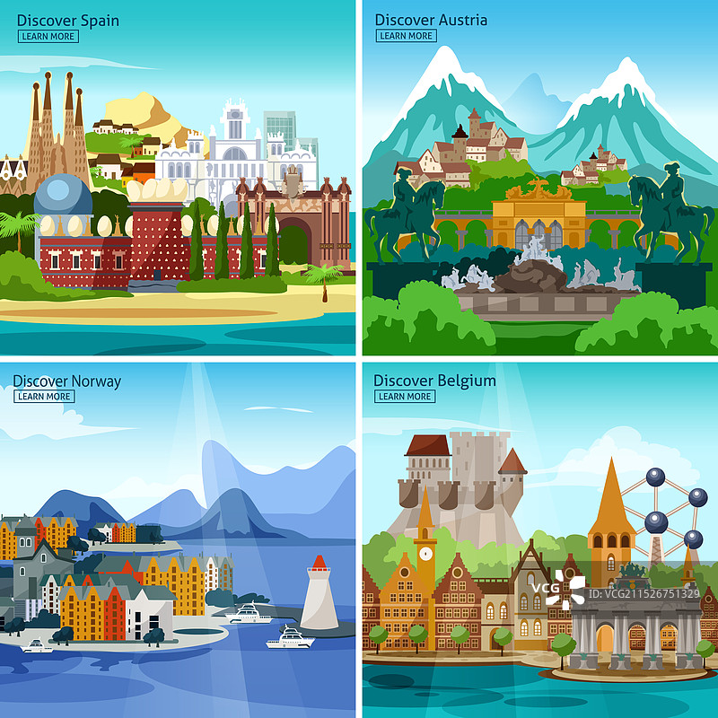 欧洲旅游图标合集图片素材