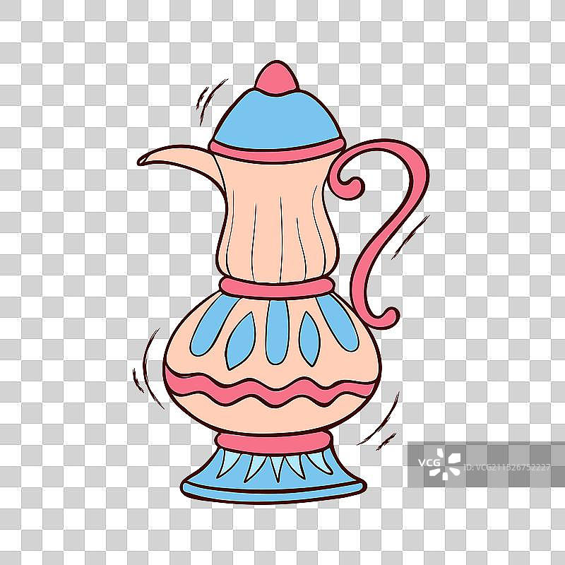 手绘彩色伊斯兰茶壶图片素材