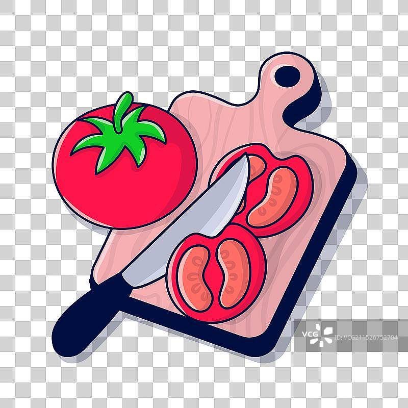 带手绘图案的砧板番茄图片素材