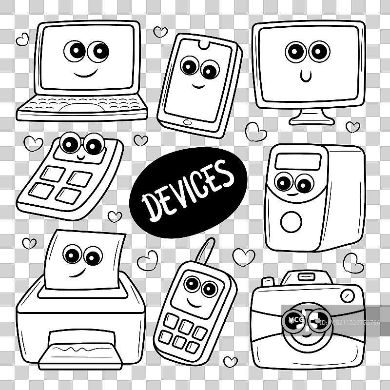 带有手绘涂鸦的不同设备图片素材