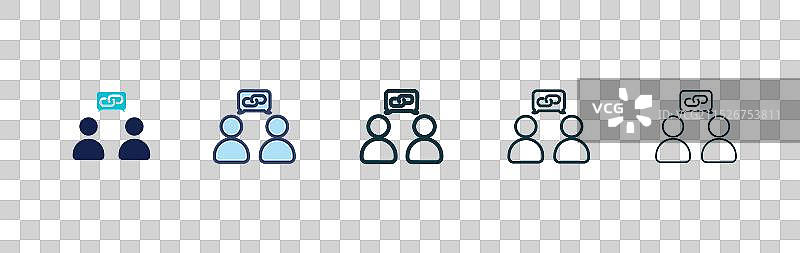 联盟链接图标集黑色填充和轮廓图片素材