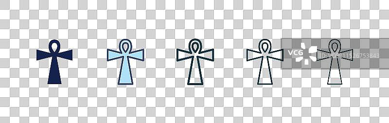 黑色填充和轮廓样式的安卡图标集图片素材