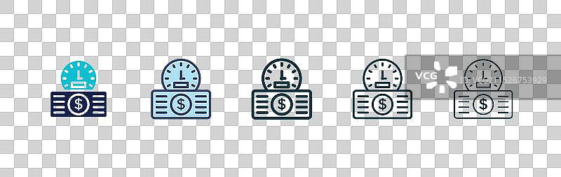 年金图标集黑色填充和轮廓样式图片素材