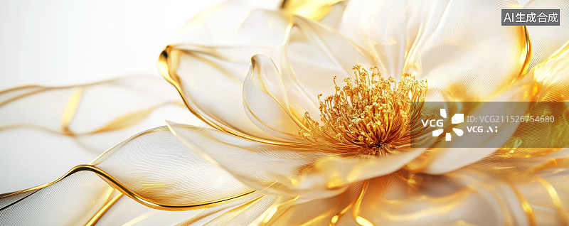 【AI数字艺术】金色绽放的花朵抽象背景图片素材
