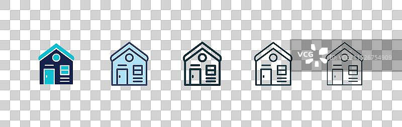 小木屋图标集黑色填充轮廓样式图片素材