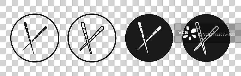 筷子图标合集，黑色填充和轮廓图片素材