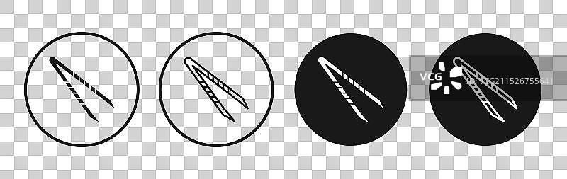 黑色填充修眉镊子图标集图片素材