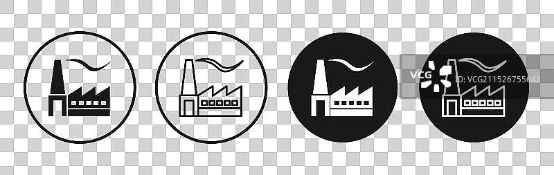黑色填充和轮廓样式的工厂图标集图片素材