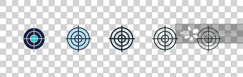 黑色填充和轮廓的枪支目标图标集图片素材